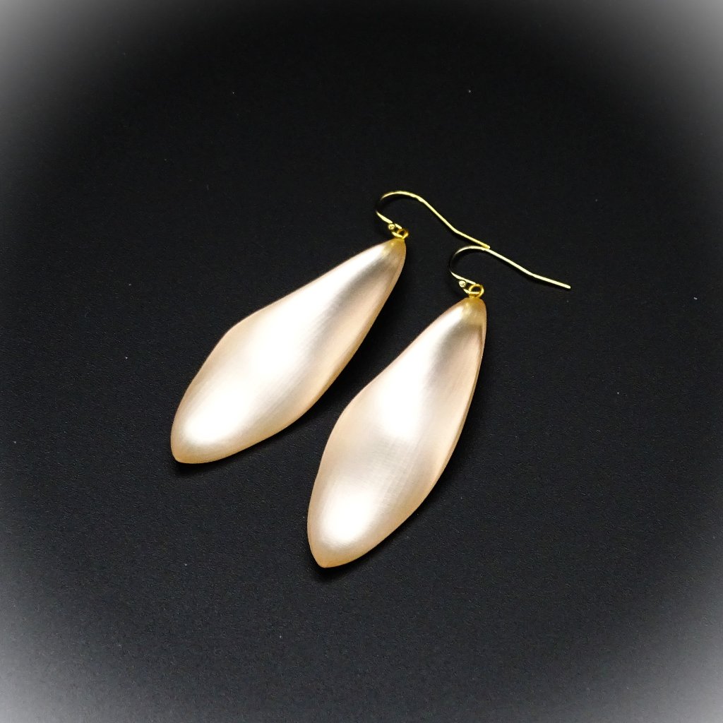 Alexis Bittar Gold Plated Peach Color Lucite Wavy Elongated Dangle Earrings